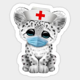 Cute Snow Leopard Cub Nurse Sticker